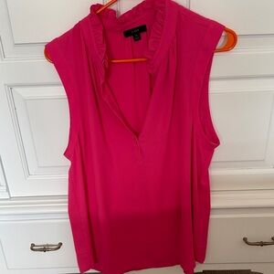 J. Crew Sleeveless Ruffle V-Neck Camisole in Hot Pink